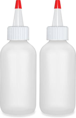 BRIGHTFROM Squeeze Hair Color Applicator Bottles with Red Top Cap, 4 OZ Empty Plastic Containers, Refillable, Leak Proof - Open/Close Nozzle - Multi