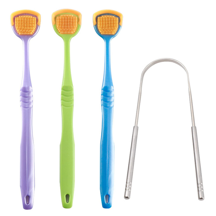 Xrmai 4PCS Tongue Scraper, Stainless Steel Tongue Cleaners (4 PCS)