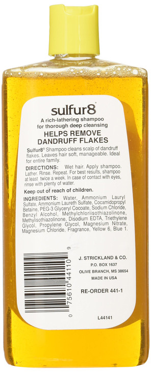 SULFUR8 Shampoo Removes Dandruff Flakes Restores Scalp pH Balance Cleansing Formula for All Hair Types No Active Sulfur