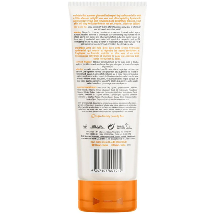 B.TAN After Sun Lotion | Ooooh Aftersun Delight - Aloe Vera & Hyaluronic Acid, Sun Burn Pure Skin Relief, Moisturizing, Soothing, Face & Body Cream,