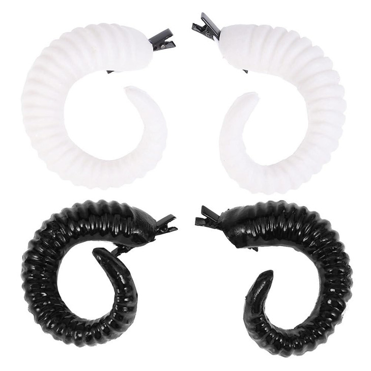 Lurrose 2 Pairs Sheep Horns Hair Clips, Devil Horn Hairpin Gothic Ram Horn Hair Barrettes Cosplay Costume Hair Accessories for Halloween Party