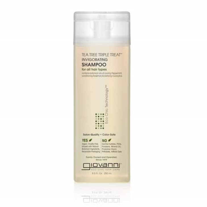 GIOVANNI Tea Tree Triple Treat Invigorating Shampoo Cooling Peppermint Eucalyptus Rosemary Helps Strengthen Rejuvenate H