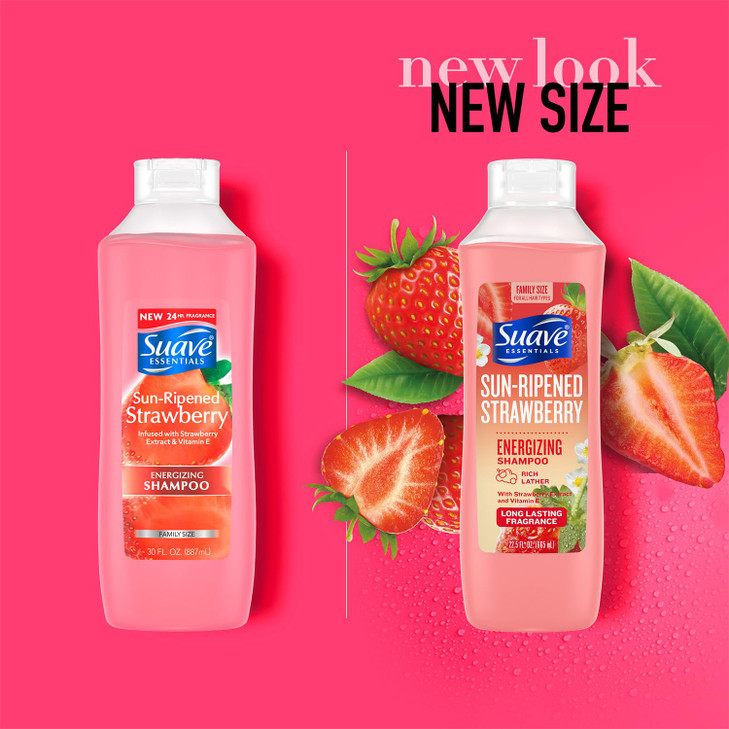 Suave Shampoo SunRipened Strawberry FamilySize Energizing Shampoo with Strawberry Extract Vitamin E 225 Oz