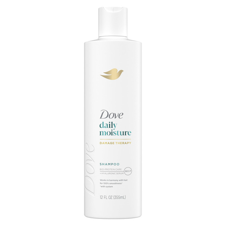 Dove Damage Therapy Shampoo Daily Moisture for Dry Hair with BioProtein Care Technology and Hyaluronic Serum 12 Fl Oz