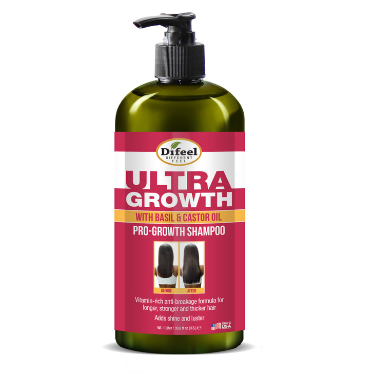 Difeel Ultra Growth Shampoo with Basil Castor Oil 338 oz SulfateFree for Promoting Hair Growth
