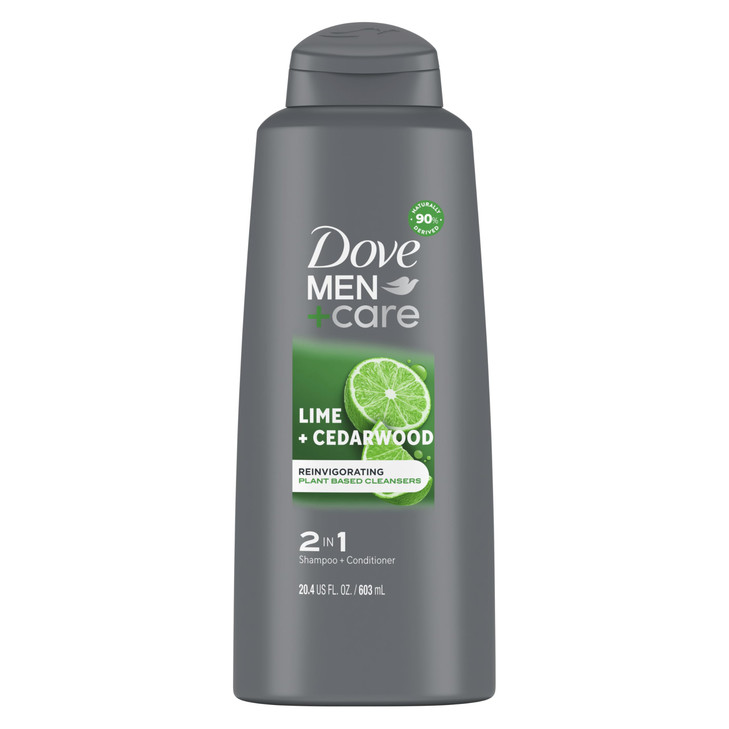 DOVE MEN CARE Men 2 in 1 Shampoo and Conditioner Lime Cedarwood For HealthyLooking Hair Naturally Derived Plant Based Cl