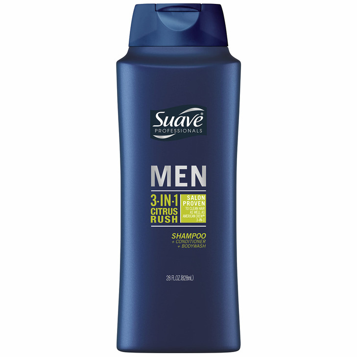 Suave Men 3in1 Shampoo Conditioner Body Wash for Gentle Cleansing and Conditioning Rush Mens Shampoo 3 in 1 Formula with