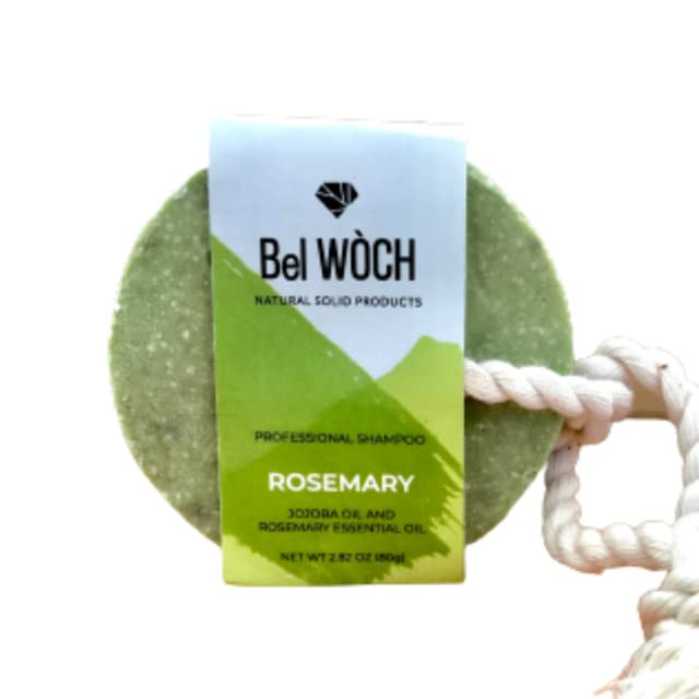 BEL WOCH 100 natural Rosemary organic solid shampoo bar for all hair types nourishes promotes growth and gives natural s