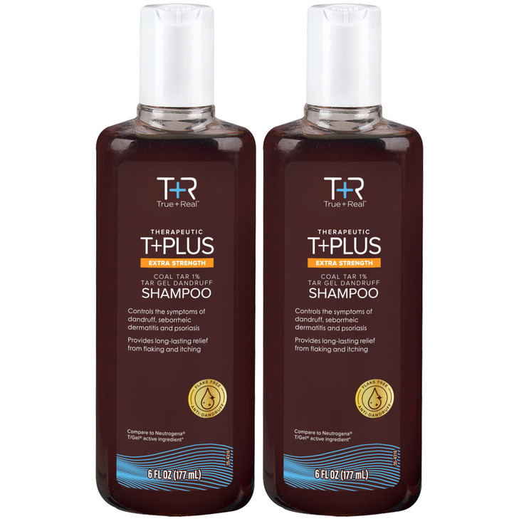 TrueReal Coal Tar Therapeutic Plus Tar Gel AntiDandruff Shampoo Extra Strength 1 Coal Tar 6 Fluid Ounce 2 Pack