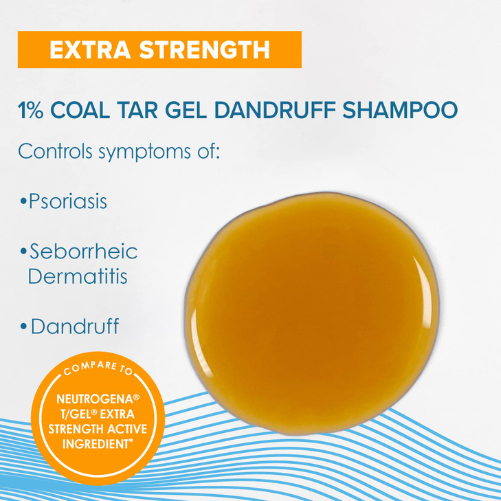 TrueReal Coal Tar Therapeutic Plus Tar Gel AntiDandruff Shampoo Extra Strength 1 Coal Tar 6 Fluid Ounce 2 Pack