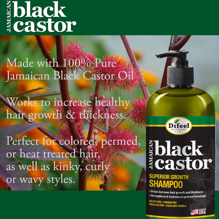 Difeel Superior Growth Jamaican Black Castor Shampoo 12 oz Sulfate Free Shampoo made with Natural Ingredients