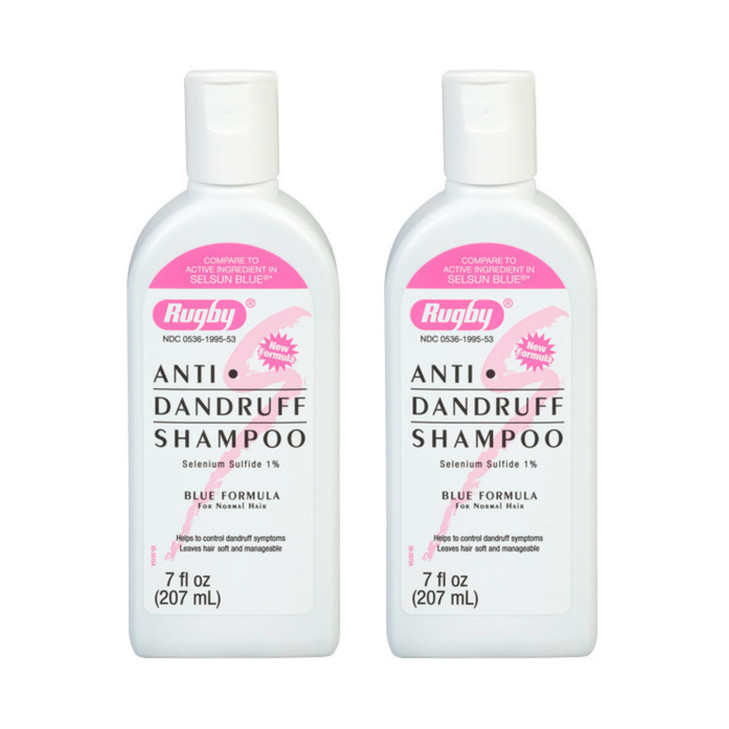 Rugby Selenium Sulfide AntiDandruff Shampoo Blue Formula for Normal Hair 7 Oz 2Pack