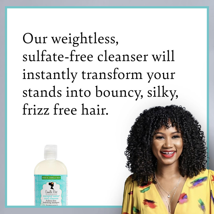 Camille Rose Shampoo Coconut Water Curl Cleanse Lightweight Moisturizing Shampoo with Natural Oils for Soft Bouncy Curls