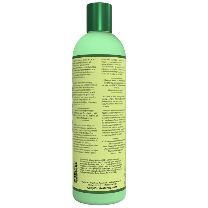 OKAY Green Tea Nourishing Antioxidant Rich Shampoo For All Hair Types Textures Revitalize Rejuvenate Restore Moisture Wi
