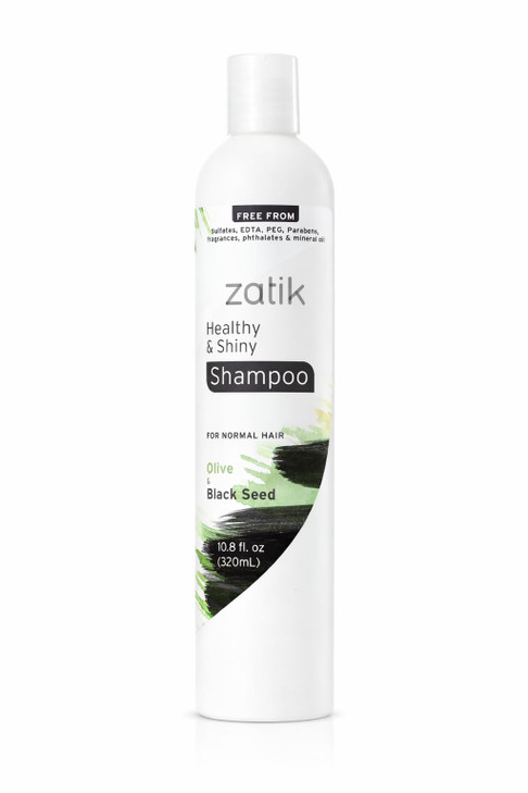 Zatik Naturals Healthy and Shiny Shampoo with Olive and Black Seed Vegan Toxic free Volumizing Safe for Color Treated ha