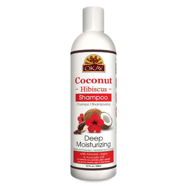 OKAY Coconut Hibiscus Shampoo For All Hair Types Textures Restore Rehydrate Strengthen Hair With Almond Argan Avocado Oi