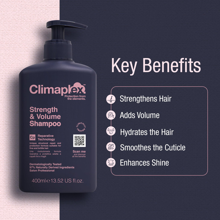 Climaplex Strength and Volume Shampoo Soothing Protective Healing Properties Contains Detangling Benefits Adds Body and