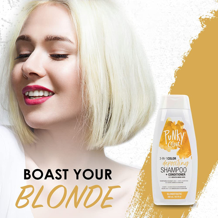 Punky Blondetastic 3in1 Color Depositing Shampoo Conditioner with Shea Butter and Pro Vitamin B that helps Nourish and S