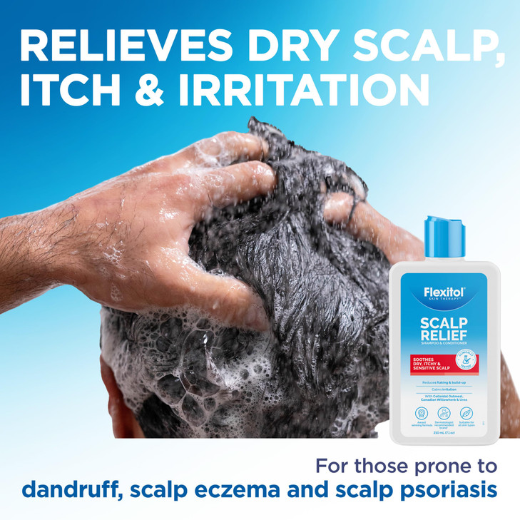 Flexitol Scalp Relief Shampoo Conditioner Gentle Cleansing System for Dry Itchy Scalp Colloidal Oatmeal Formula 8 oz Bot