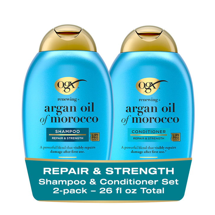OGX Renewing Argan Oil of Morocco Shampoo Conditioner Set Damage Repairing Shampoo Conditioner Helps Strengthen Repair D