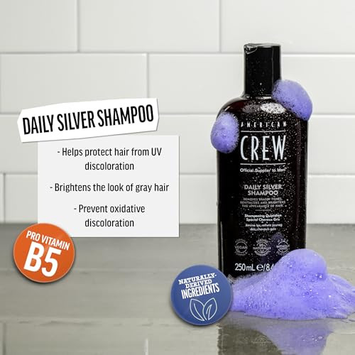 American Crew Mens Shampoo Daily Silver Removes Brassy Tones Naturally Derived Vegan Formula 84 Fl Oz