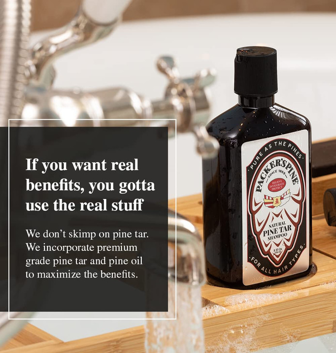 Packers Pine Tar Shampoo USA Made With All Natural Active Ingredients Shampoo for Dry and Itchy Scalp Paraben and Sulfat