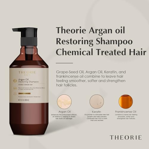 Theorie Argan Oil Restoring Shampoo Rejuvenate Moisturize Suited for All Hair Types Safe for Color Keratin Treated Hair