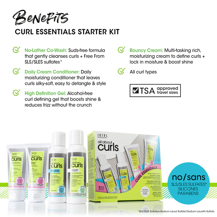 All About Curls Essential Moisture Starter Kit 4Piece Set Curly Hair Products Cleanse Condition Moisturize Define All Cu