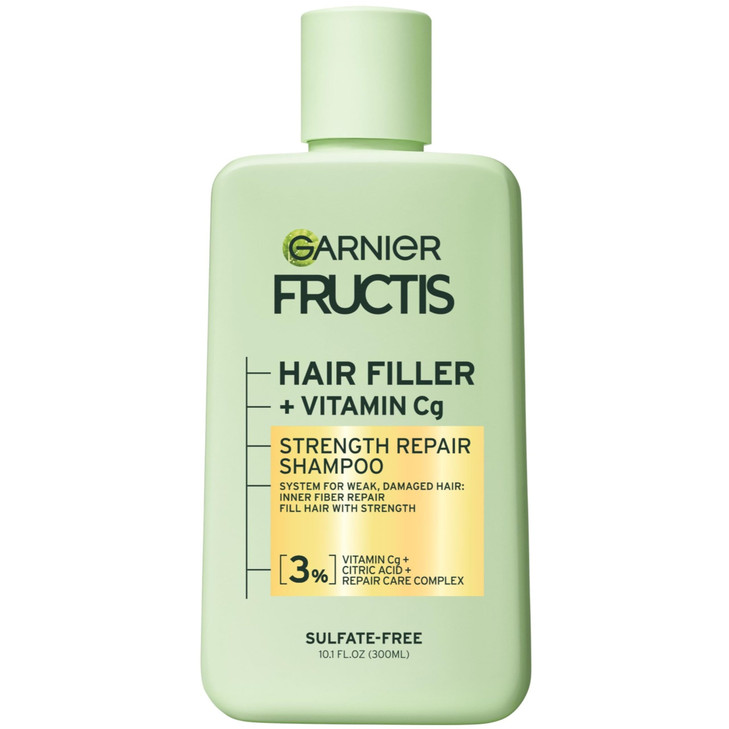 Garnier Fructis Hair Filler Strength Repair Shampoo with Vitamin Cg Sulfate Free Shampoo for Weak Damaged Hair 101 Fl Oz
