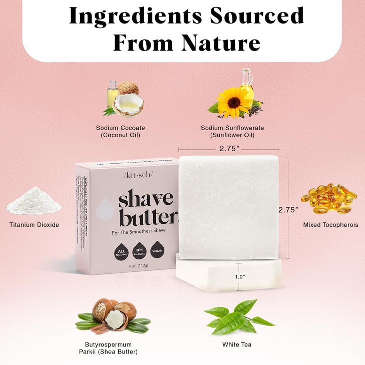 Kitsch Shaving Soap for Women - Hydrating Shave Butter & Shave Soap Bar - Nourishing Bar Soap for Smooth, Irritation-Free Shave  Paraben, Silicone &