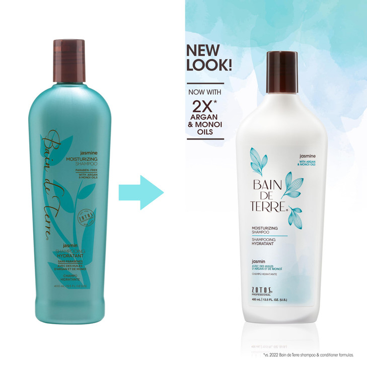 Bain de Terre Jasmine Moisturizing Shampoo Luxurious Hydration for Dry Hair with Argan Monoi Oils ParabenFree ColorSafe