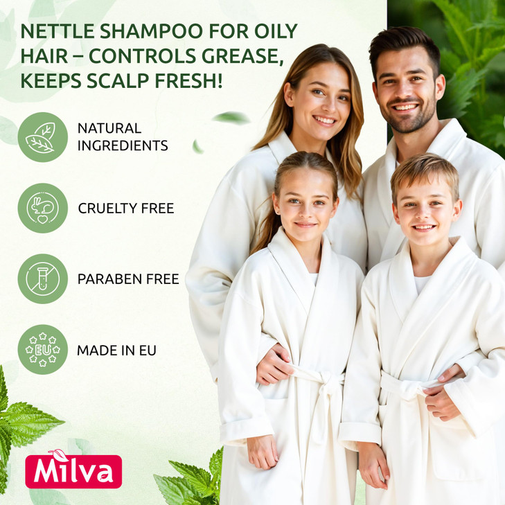 Milva Nettle Shampoo for Oily Hair 67 Fl Oz Natural Oily Hair Shampoo for Greasy Roots Scalp Clarifying Degrease Treatme