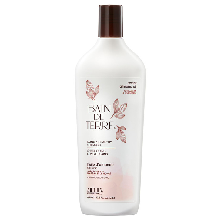 Bain de Terre Sweet Almond Oil Long Healthy Shampoo Strength Protection for Weak Damaged Hair with Argan Monoi Oils Para