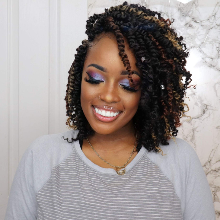 TOYOTRESS Tiana Passion Twist Hair 10 inch 2 Pcs Pretwisted Crochet Braids Ombre Brown Synthetic Braiding Hair Extension