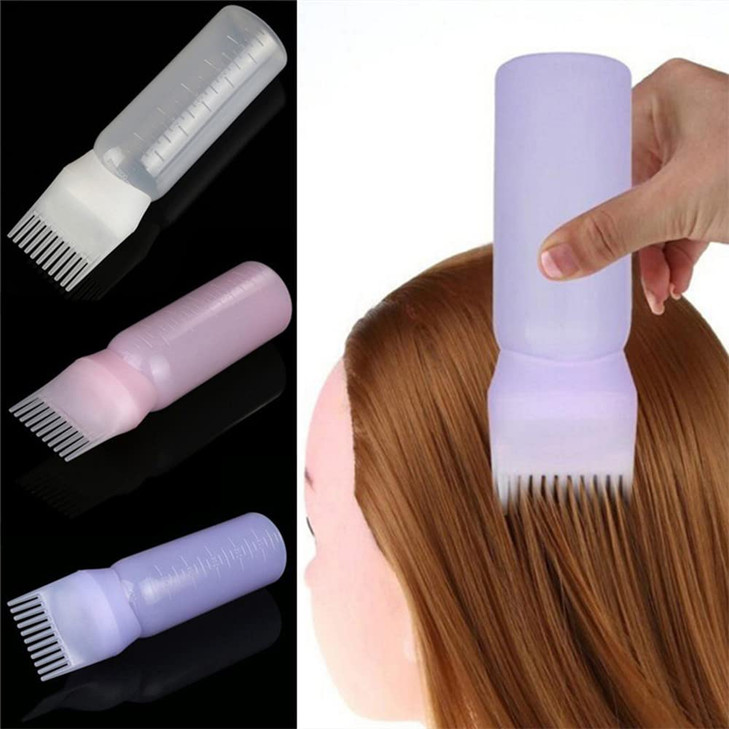 ONEWANGDAFA 6 Pack Root Comb Applicator Bottle 6 Ounce Hair Dye Applicator Brush with Graduated Scale for Hair Color Applicator