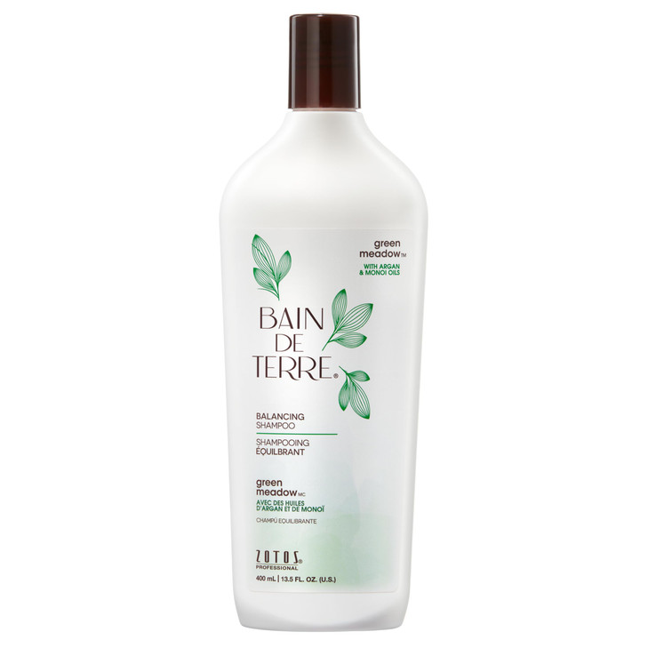 Bain de Terre Green Meadow Balancing Shampoo Gentle Cleansing for Soft Silky Hair with Argan Monoi Oils Parabenfree Colo