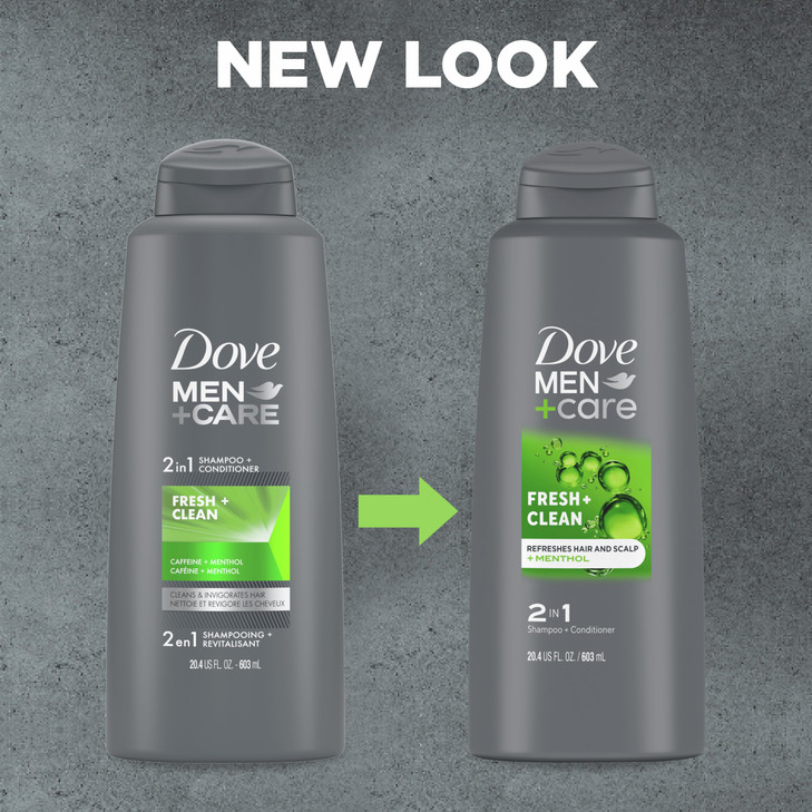 DOVE MEN CARE Fortifying 2in1 Shampoo and Conditioner Fresh and Clean with Caffeine For Everyday Care Helps Strengthen a