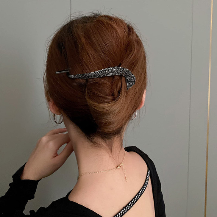 AEGYPIUS French Twist Hair Clip, 4.1 inches Rhinestone French Hair Clips Banana Hair Clip, Stylish French Hair Barrettes French Clips for Hair French