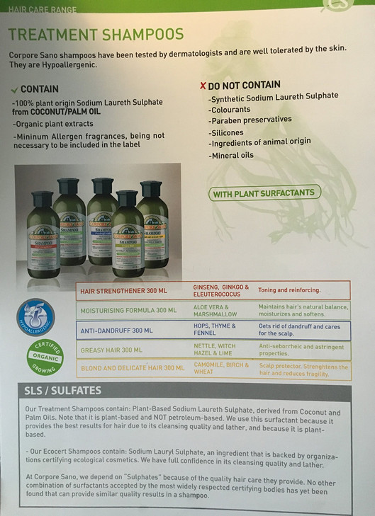 CORPORE SANO GingsengGinkgo and Eleuterococus SHAMPOOCERTIFIED ORGANICHYPOALLERGENIC300 milim101 FL OZ
