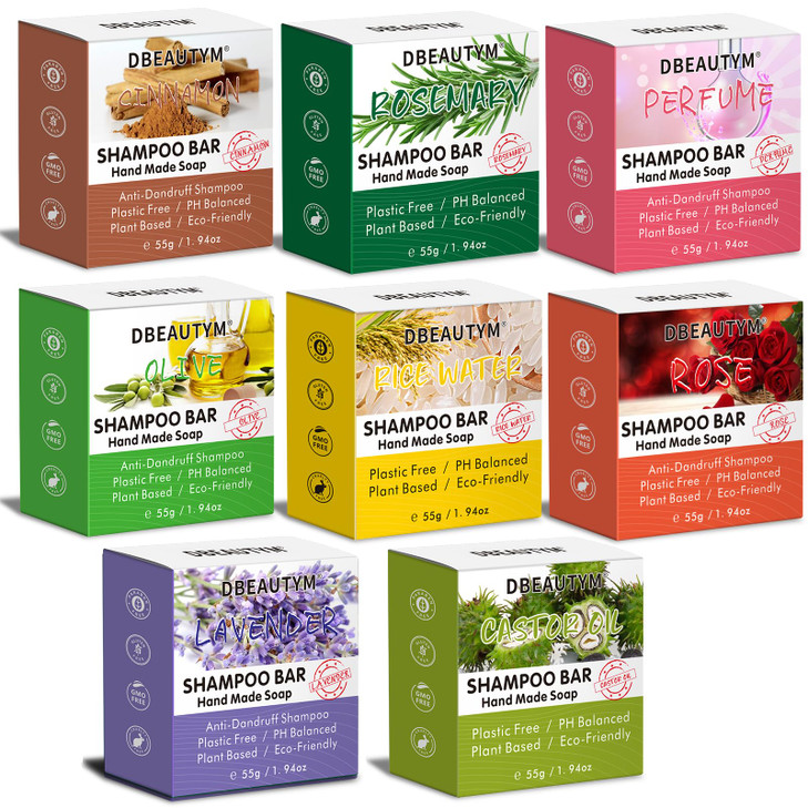 DBEAUTYM 8 Pack Shampoo Bar Gift SetNatural Soap Solid Dry Damaged Hair With Plant Essence Oil Helps Stop Loss and Promo