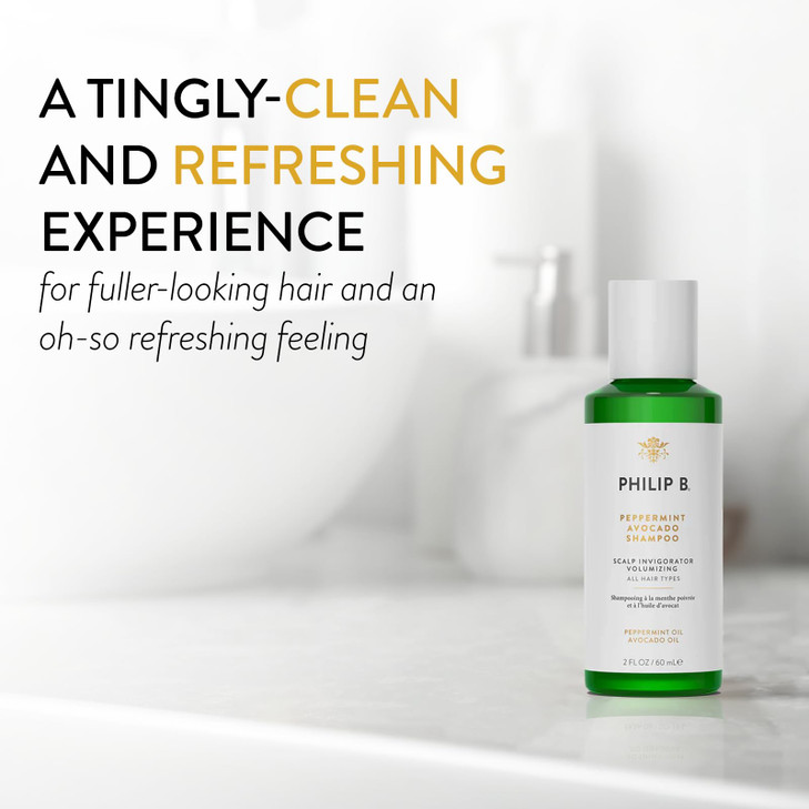 PHILIP B Peppermint Avocado Shampoo 2 fl oz 60 ml Volumizing Clarifying Shampoo for Dry to Oily Hair and Scalp NonStripp