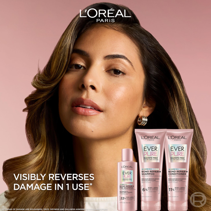 LOreal Paris Sulfate Free Bond Repair Shampoo Hair Shampoo with Amino Acid Complex Strengthens and Repairs Damaged or Co