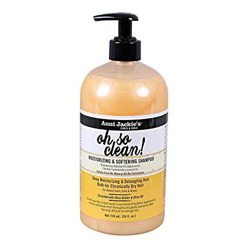 Aunt Jackies Curls and Coils Oh So Clean Large 24oz Family Sized Pump Deep Moisturizing and Softening Hair Shampoo for N
