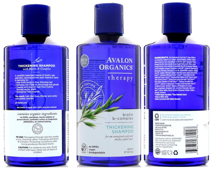 Avalon Organics Thickening Shampoo Biotin BComplex Therapy 14 fl oz 414 ml