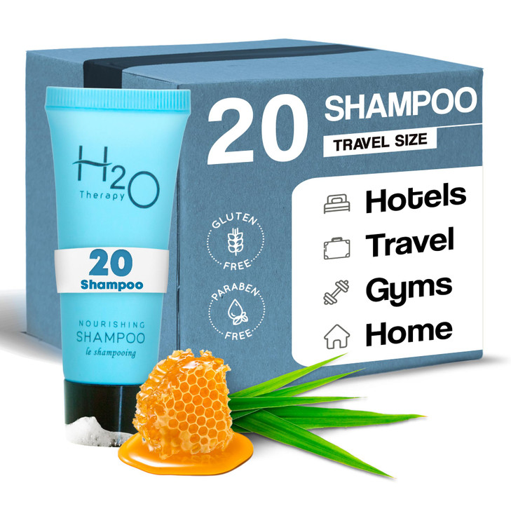 H2O Therapy Travel Size Hotel Shampoo 20 Count 085 oz Bottles Guest Amenities for Hotels Vacation Rentals and Short Term
