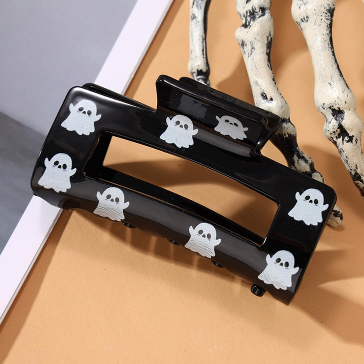 ZEYER Hair Clip, Halloween Design for Women Girls, Non-Slip Claw Clip, Hair Styling Accessories, Large, White Ghost, 1Pcs
