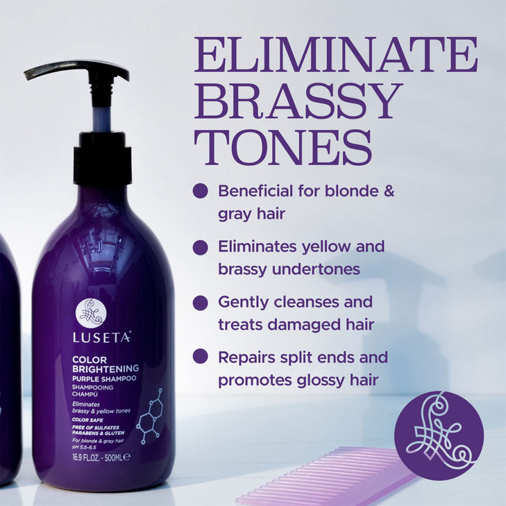 Luseta Purple Shampoo for Women Blonde Grey Color Treated Curly and Damaged Hair 169oz Sulfate Paraben Free
