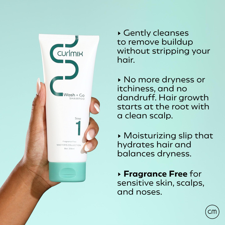 CurlMix Wash Go Shampoo for Curly Hair Deep Cleansing Shampoo Removes Buildup FragranceFree