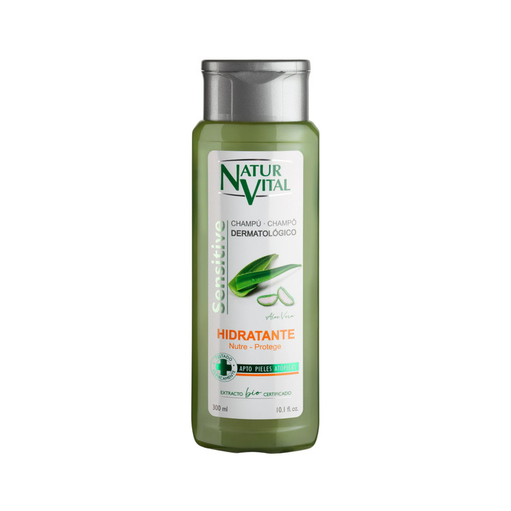 Natur Vital Sensitive Shampoo Moisturizer with Organic Grown Aloe Vera Extract Suitable for Dry Treated Hair Sensitive S