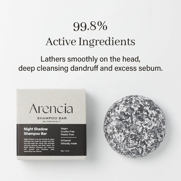 ARENCIA Night Shadow Biotin Shampoo Bar for Regrowth Hair loss Darkening Gray Hair Strengthening Volumizing Normal to Oi
